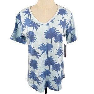 Southern Spirit S T Shirt Palm Tree Print V Neck Tropical Beach Vacation Resort